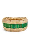 Shay Yellow Gold, Emerald And Diamond Stretch Ring In Gold