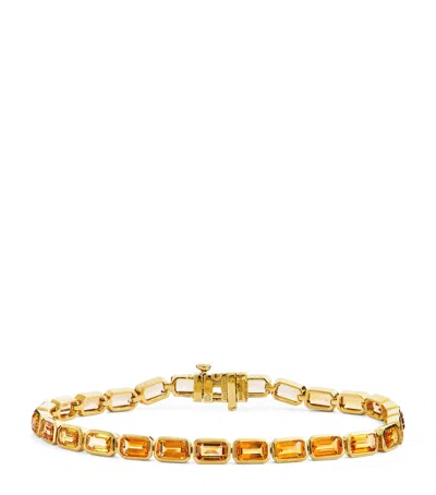 Shay Yellow Gold, Sapphire And Citrine East West Tennis Bracelet