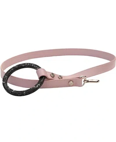 Shaya Pets Long Susan Leather Dog Leash With Acrylic Handle In Pink