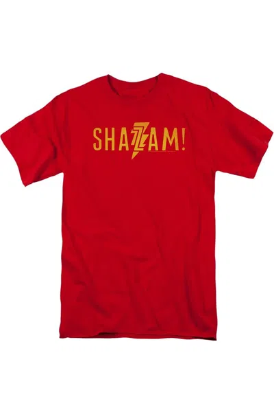 Shazam Movie Flat Logo Short Sleeve Adult Tee / T-shirt In Red
