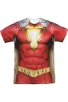 Shazam Movie Shazam Uniform Short Sleeve Adult Poly Crew Tee / T-shirt In White