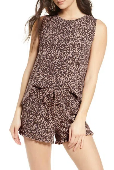 She & Sho Vered Loungewear Shorts Set In Leopard In Brown