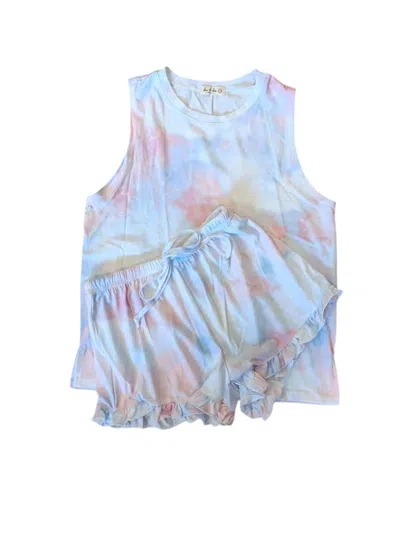 She & Sho Women's Vered Loungewear Shorts Set In Pink & Blue