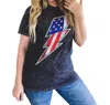 She Shed Flag Lightning Bolt Tee In Acid Wash In Blue