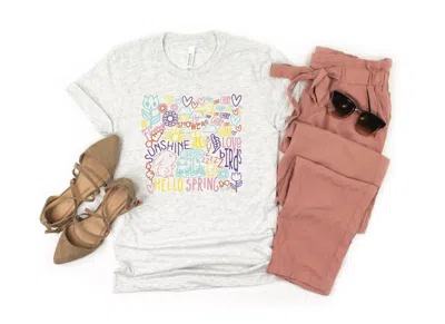 She Shed Hello Spring Tee In Grey In Multi