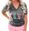 She Shed Leopard Floral Bunny Tee In Dark Grey In Grey