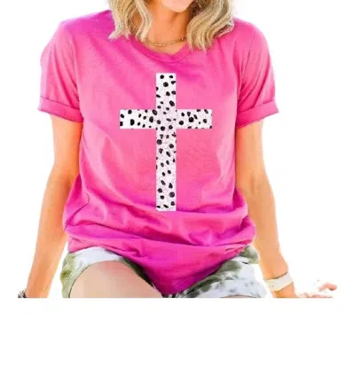 She Shed Spotted Cross Tee In Pink