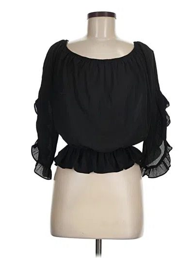 Pre-owned She + Sky 3/4 Sleeve Blouse In Black