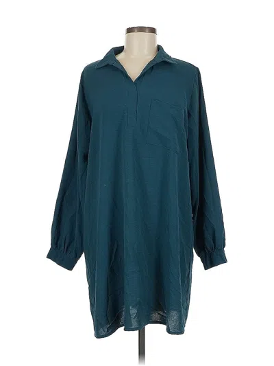 Pre-owned She + Sky 3/4 Sleeve Blouse In Blue