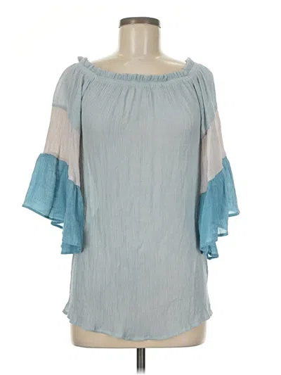 Pre-owned She + Sky 3/4 Sleeve Blouse In Blue
