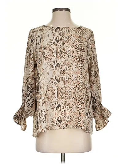 Pre-owned She + Sky 3/4 Sleeve Blouse In Brown