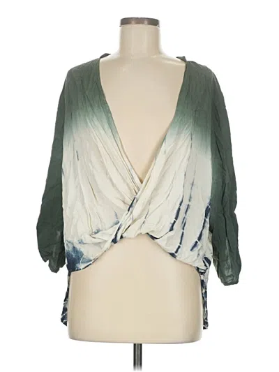 Pre-owned She + Sky 3/4 Sleeve Blouse In Green