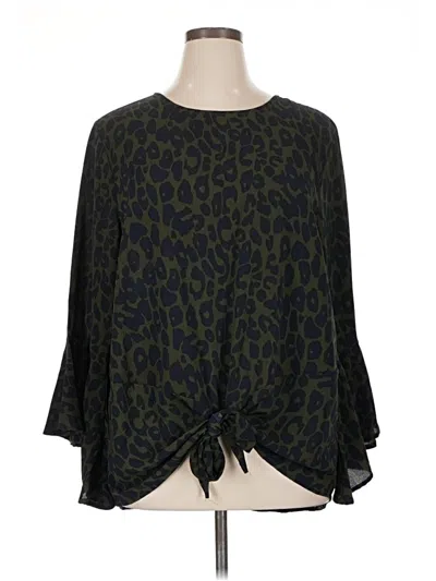 Pre-owned She + Sky 3/4 Sleeve Blouse In Green