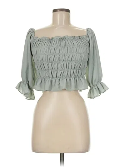 Pre-owned She + Sky 3/4 Sleeve Blouse In Green