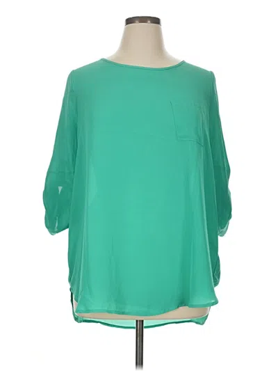 Pre-owned She + Sky 3/4 Sleeve Blouse In Green