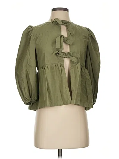 Pre-owned She + Sky 3/4 Sleeve Blouse In Green