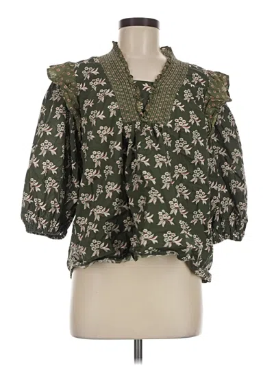 Pre-owned She + Sky 3/4 Sleeve Blouse In Green