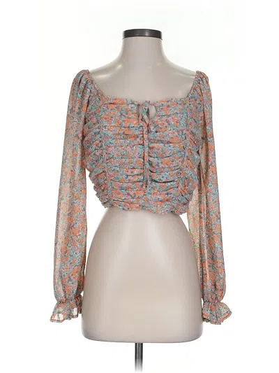 Pre-owned She + Sky 3/4 Sleeve Blouse In Orange