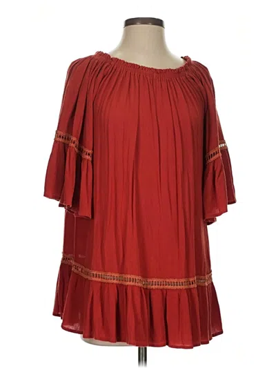 Pre-owned She + Sky 3/4 Sleeve Blouse In Red