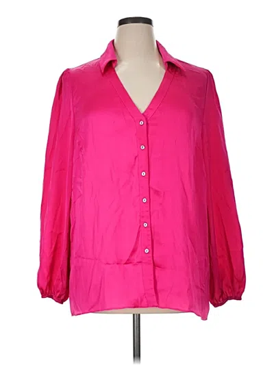 Pre-owned She + Sky 3/4 Sleeve Button Down Shirt In Pink