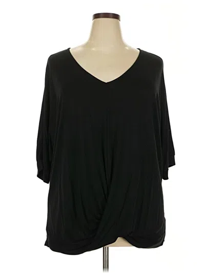 Pre-owned She + Sky 3/4 Sleeve Top Black V Neck Tops