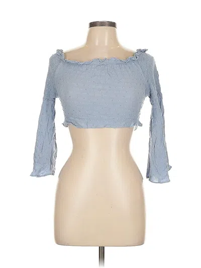 Pre-owned She + Sky 3/4 Sleeve Top Blue Sweetheart Neckline Tops