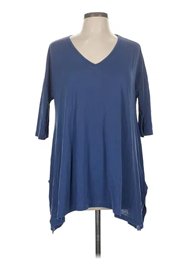 Pre-owned She + Sky 3/4 Sleeve Top Blue V-neck Tops