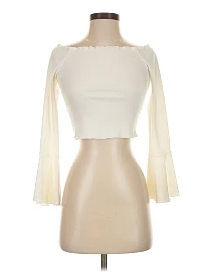 Pre-owned She + Sky 3/4 Sleeve Top Ivory Strapless Neckline Tops In White