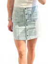 She + Sky Acid Wash Sage Demin Skirt With Stars On Back In Denim In Blue