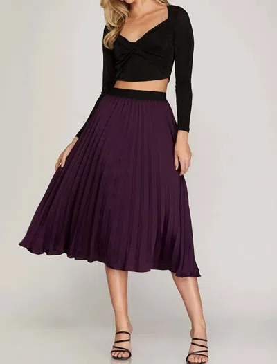 She + Sky Adrinna Pleated Skirt In Plum In Pink
