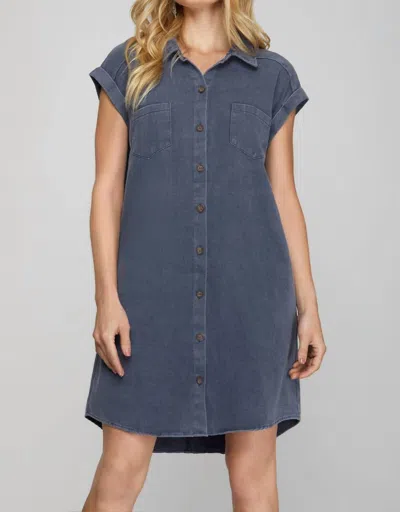 She + Sky All Day Comfort Dress In Navy In Blue