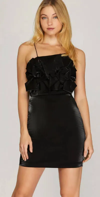 She + Sky Asymmetrical Cami Dress In Black
