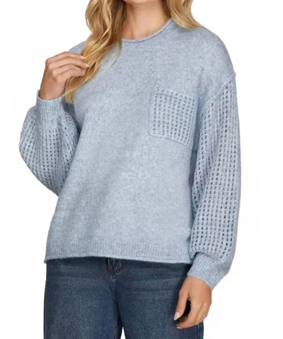 She + Sky Autumn Bliss Sweater In Misty In Blue