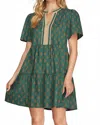 She + Sky Autumn Vine Mini Dress In Deep Green In Green