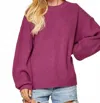 She + Sky Balloon Sleeves Sweater In Magenta In Pink