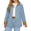 She + Sky Barn Coat In Denim Blue In Blue