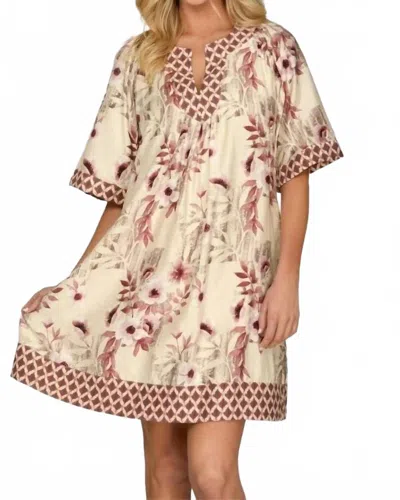 She + Sky Bell Sleeve Mini Dress In Dusty Rose In Multi
