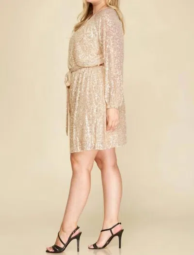 She + Sky Birthday Dress In White In Gold