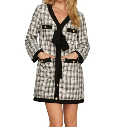 She + Sky Bow Jacket Dress In Cream/black In Multi