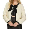 She + Sky Bow Jacket In Black/cream In Black