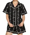 She + Sky Bow Pajama Set In Black In Black