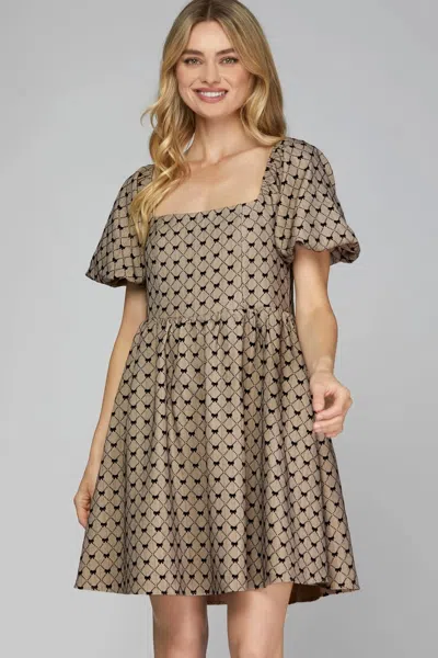 She + Sky Bow Woven Dress With Pockets In Espresso In Brown