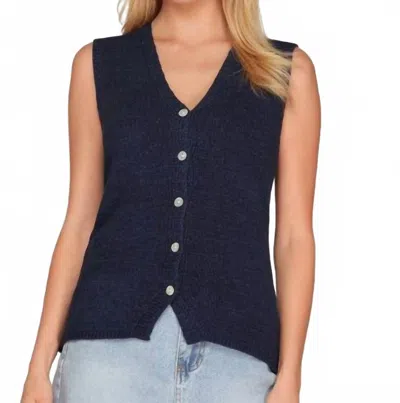 She + Sky Briella Button Down Vest In Navy In Blue