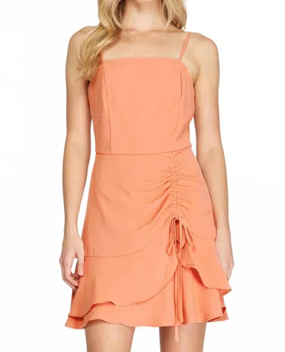 She + Sky Brielle Ruched Mini Dress In Orange