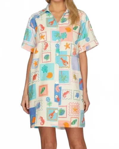 She + Sky By The Sea Polo Mini Dress In Multi In Gray