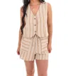 She + Sky Call The Shots Stripe Two Piece Set In Taupe In Brown