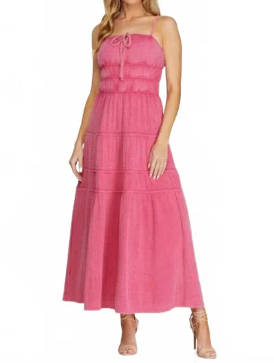 She + Sky Cami Washed Gauze Tiered Dress In Pink