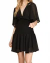 She + Sky Camilla Flutter Dress In Black In Black