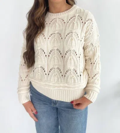 She + Sky Camille Cream Knit Sweater In White