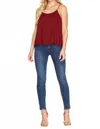 She + Sky Camisole Jacquard Satin Top In Wine In Burgundy